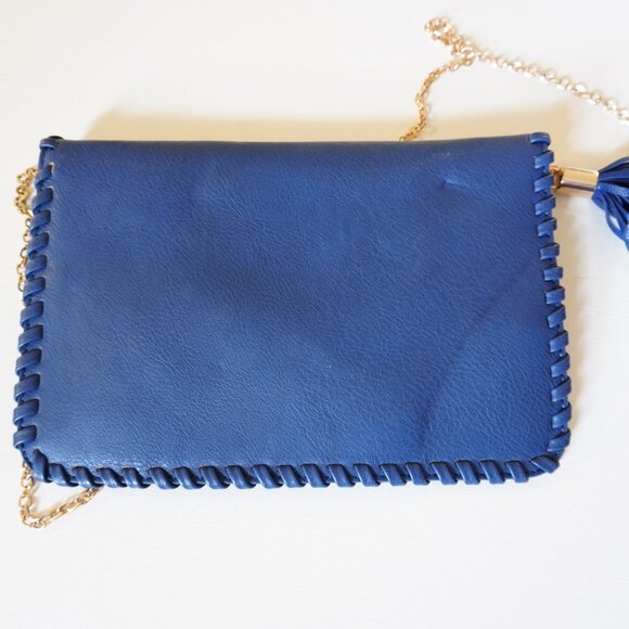 Small Cluch Crossbody Blue Leather - Picture 3 of 10